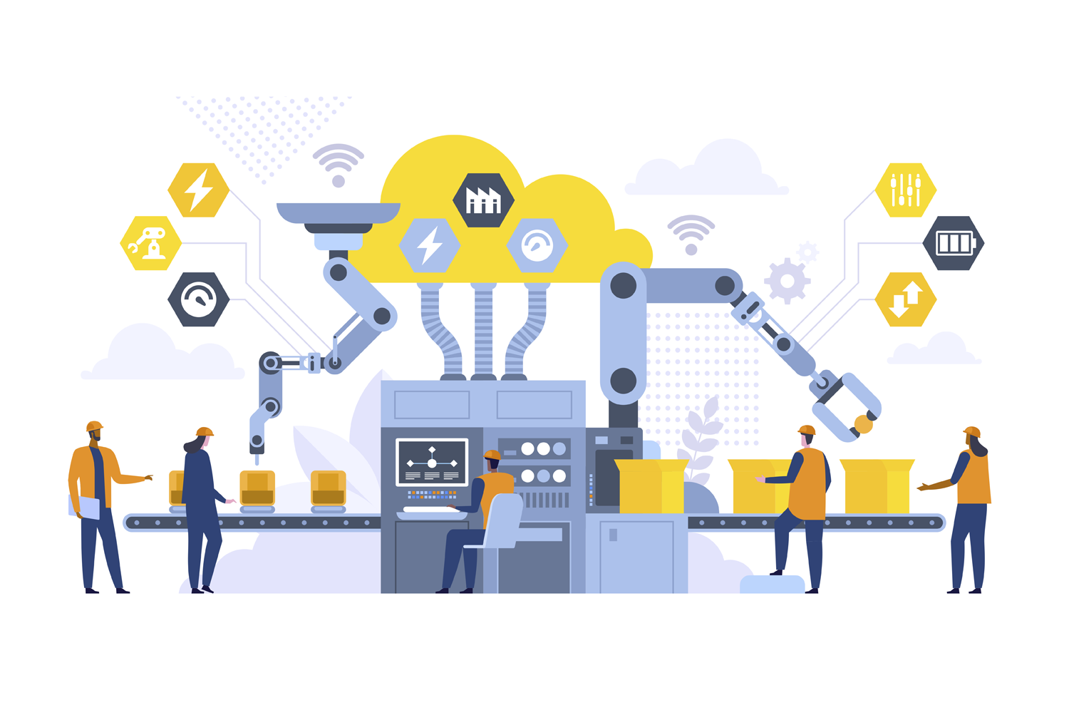 Introducing Jira Service Management Graphic of factory representing Jira Service Management